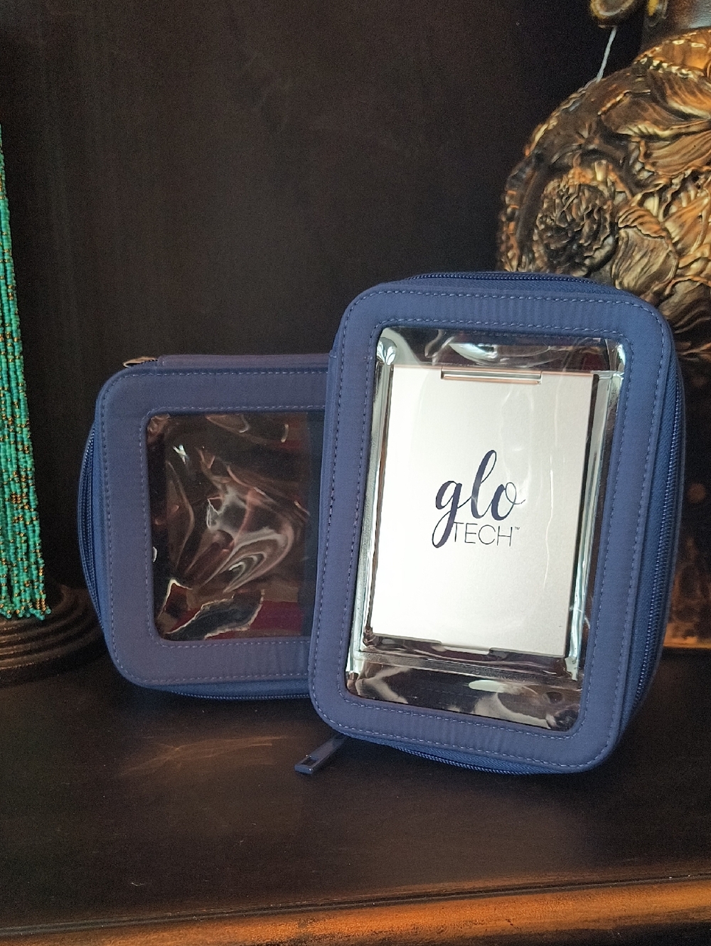 Glo Skin Beauty Navy Clear-Front Travel Cosmetic Case
